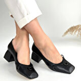 Cande Siyah Cilt Topuklu Ayakkabı