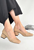 Cande Bej Rugan Topuklu Ayakkabı
