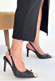 Joye Siyah Cilt Topuklu Ayakkabı