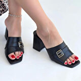 Taver Siyah Cilt Topuklu Terlik