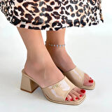 Miyon Bej Rugan Topuklu Terlik