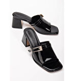 Ziva Siyah Rugan Topuklu Terlik