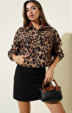 Leopar desenli astarlı ceket siyah t1192