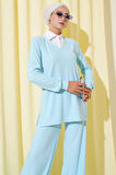 Gömlek Yaka Fitilli Salaş İkili Takım Buz Mavisi T4300