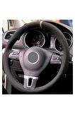 Toyota Corolla 2007-2012 Uyumlu Alkantara Nubuk Dikmeli Direksiyon Kılıfı Gri Yüzüklü