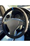 Vw Polo 2004 Uyumlu Dikmeli Direksiyon Kılıfı Alkantra Mavi Yüzüklü