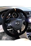 Vw Taigo Dikmeli Direksiyon Kılıfı Alkantra Sarı Yüzüklü