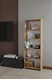 Alpa Ev Mobilya 5 Raflı Kitaplık, Modern Çok Amaçlı Ahşap Ofis – Salon – Mutfak Rafı ,Dolap