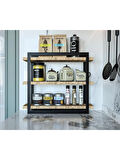 Alpa Ev Mobilya 3 Katlı Metal Çerçeveli Mutfak Organizer ,Baharatlık, Kahve Köşesi ve Tezgah Üstü Düzenleyici