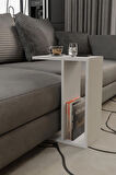Alpa Ev Mobilya C Tasarım Koltuk Yanı Sehpa – Kitaplıklı, Modern Laptop & Kahve Sehpası, 45x65 cm