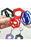 Geometrik Büyü: 3D Baskı İçi İçe Geçen Altıgen Anahtarlık (2'li Set)