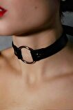 Tek Halka Detaylı Ayarlanabilir Şık Deri Choker