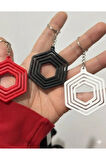 Geometrik Büyü: 3D Baskı İçi İçe Geçen Altıgen Anahtarlık (2'li Set)