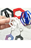 Geometrik Büyü: 3D Baskı İçi İçe Geçen Altıgen Anahtarlık (2'li Set)