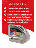 Armor 606MVA 6 Mm 120 Uyumlu Desibel Motosiklet Alarmlı Disk Kilidi Kesilmez Çelik