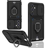 Samsung Galaxy A14 4G Kılıf Zuma Kartvizitli Yüzüklü Boyun Askılı Silikon Kapak + Ekran Koruma