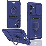 Samsung Galaxy A14 4G Kılıf Zuma Kartvizitli Yüzüklü Boyun Askılı Silikon Kapak + Ekran Koruma