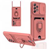 Samsung Galaxy A23 4G Kılıf Zuma Kartvizitli Yüzüklü Boyun Askılı Silikon Kapak + Ekran Koruma