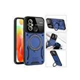 Xiaomi Redmi 12C Kılıf Joy Lens Korumalı Standlı Şık Tasarım Kapak + Ekran Koruma