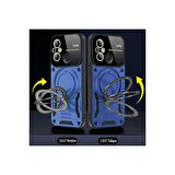 Xiaomi Redmi 12C Kılıf Joy Lens Korumalı Standlı Şık Tasarım Kapak + Ekran Koruma