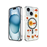 Apple iPhone 14 Uyumlu Kılıf Daisy Simli Magsafe Silikon Kapak
