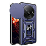 Xiaomi Redmi A3 4G Kılıf Pars Lens Yüzüklü Silikon Magnetik Standlı Kamera Korumalı Kapak