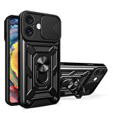 Apple iPhone 16 Kılıf Pars Lens Yüzüklü Silikon Magnetik Standlı Kamera Korumalı Kapak