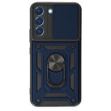 Samsung Galaxy S22 Kılıf Pars Lens Yüzüklü Silikon Magnetik Standlı Kamera Korumalı Kapak