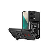 Xiaomi Poco X6 Kılıf Pars Lens Yüzüklü Silikon Magnetik Standlı Kamera Korumalı Kapak