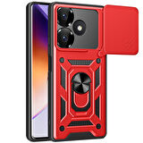 Xiaomi Redmi 13 4G Kılıf Pars Lens Yüzüklü Silikon Magnetik Standlı Kamera Korumalı Kapak