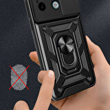 Xiaomi Redmi 13 4G Kılıf Pars Lens Yüzüklü Silikon Magnetik Standlı Kamera Korumalı Kapak