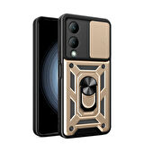Vivo Y17S Kılıf Pars Lens Yüzüklü Silikon Magnetik Standlı Kamera Korumalı Kapak