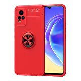 Vivo V21E Kılıf Ravel Yüzüklü Standlı Silikon Kapak