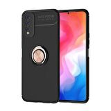 Vivo Y20 Kılıf Ravel Yüzüklü Standlı Silikon Kapak