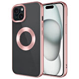 Apple iPhone 15 Kılıf Tek Kamera Çerçeveli Logo Gösteren Omega Kapak