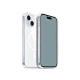 Apple iPhone 15 Kılıf Magsafe Şarj Özellikli Şeffaf Sert PC Embos Kapak