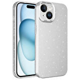 Apple İphone 15 Plus Kılıf Kamera Korumalı Simli Lüks Koton Kapak