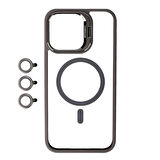 Apple iPhone 15 Pro Max Kılıf Magsafe Wireless Şarj Özellikli Standlı Magsafe Klon Lensli Kapak