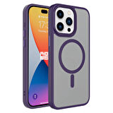 Apple iPhone 15 Pro Max Kılıf Mat Arka Yüzey Wireless Şarj Özellikli Flet Magsafe Kapak