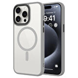 Apple iPhone 15 Pro Max Kılıf Mat Arka Yüzey Wireless Şarj Özellikli Flet Magsafe Kapak