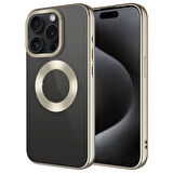 Apple iPhone 15 Pro Kılıf Tek Kamera Çerçeveli Logo Gösteren Omega Kapak
