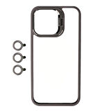 Apple iPhone 15 Pro Kılıf Kamera Lens Korumalı Standlı Klon Lensli Kapak
