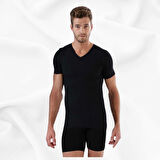 Erkek Basic Slim Fit %100 Pamuk V Yaka Tekli Kısa Kollu Atlet 