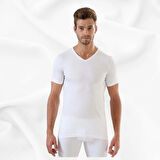 Erkek Basic Slim Fit %100 Pamuk V Yaka Tekli Kısa Kollu Atlet 
