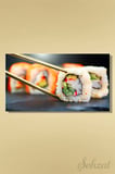 Panoramik Yatay Tekli Kanvas Duvar Tablosu Modern Lokanta Kafe Restoran Mutfak Suşi Japon Somon