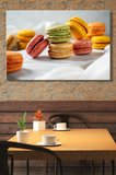 Yatay Tekli Kanvas Duvar Tablosu Lokanta Kafe Restoran Mutfak Tatlı Renkli Makaronlar Pembe Sarı