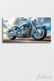 Panoramik Tekli Kanvas Duvar Tablosu Modern Salon Yatak Odası Ofis Harley Davidson Motorsiklet