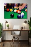 Yatay Tekli Kanvas Duvar Tablosu Modern Salon Yatak Odası Ofis Bilardo Topu Hobi Oyun Aktivite