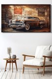 Duvar Tablosu Panoramik Yatay Kanvas Tekli Salon Yatak Odası Ofis Chevrolet Vintage Klasik Araba