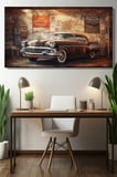 Duvar Tablosu Panoramik Yatay Kanvas Tekli Salon Yatak Odası Ofis Chevrolet Vintage Klasik Araba